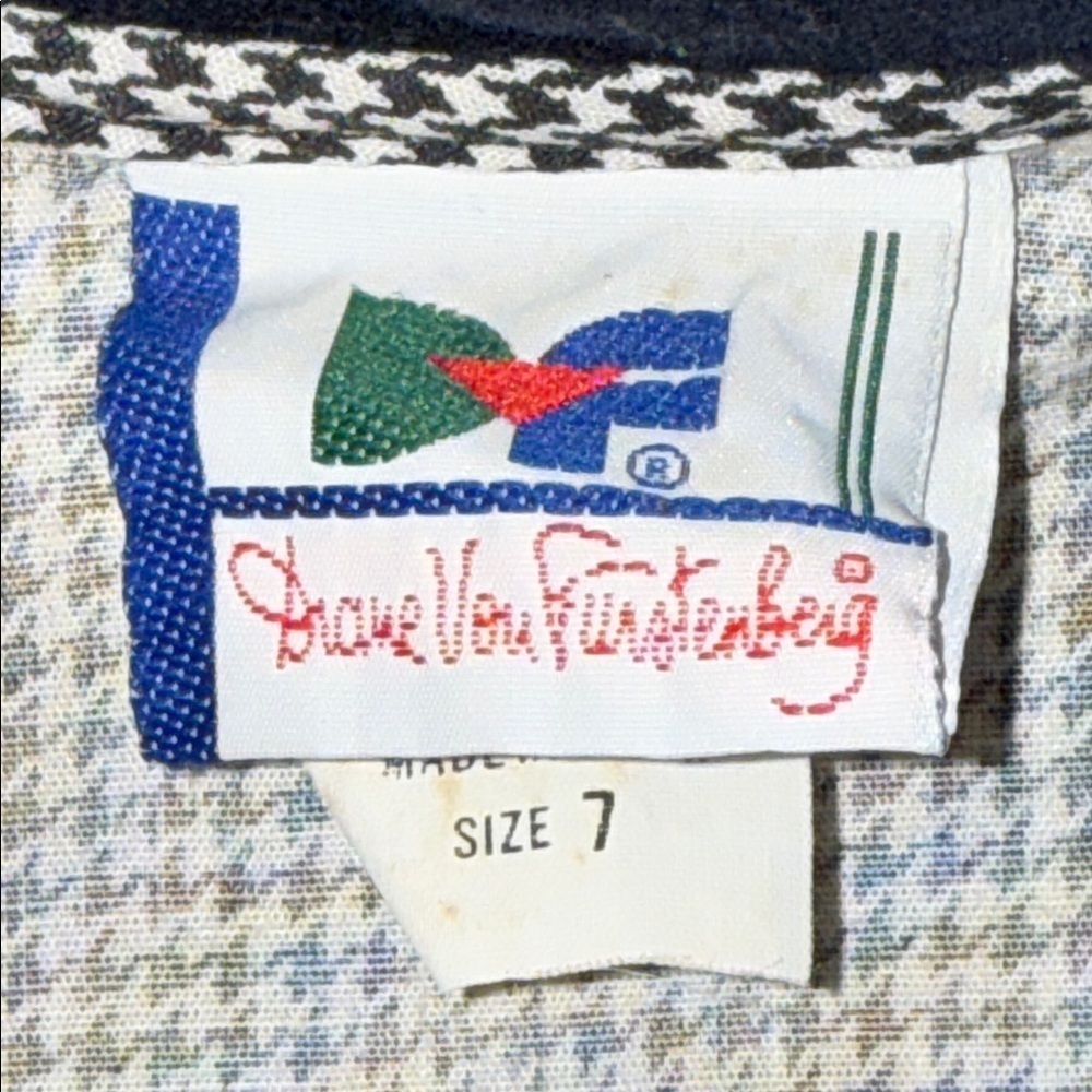 Diane Von Furstenberg Kids Vintage 80s Houndstooth Drop Waist Dress SZ 7 - Picture 6 of 7